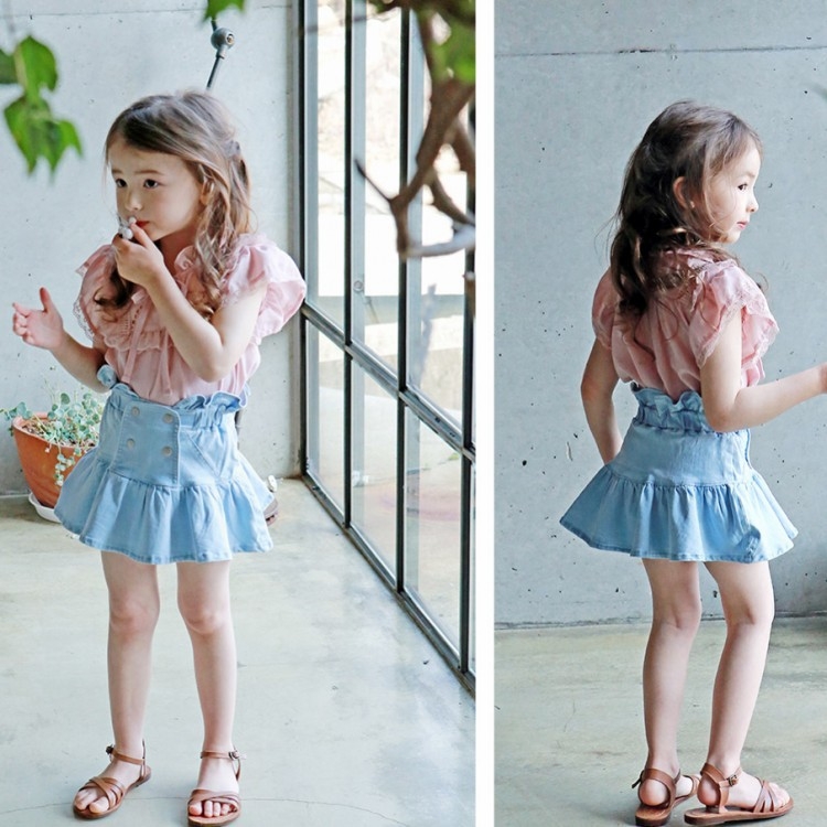 Dječja suknja za djevojčice, A-linija, pamuk, uzorak jagode, elastičan pojas, za dob 3–8 godina