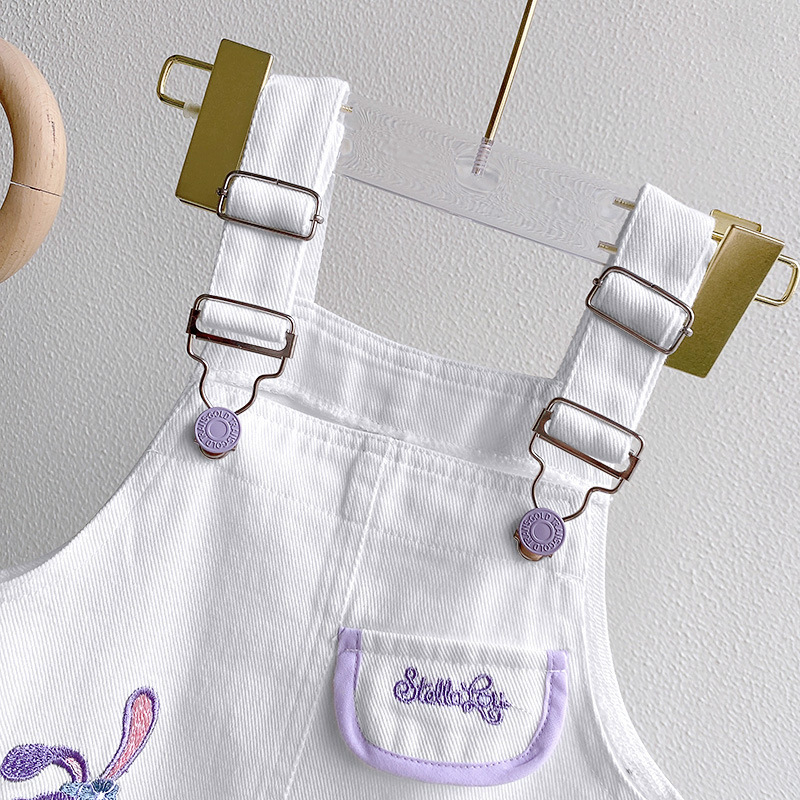 Set fustă cu suspensor pentru fete, stil coreean, două piese, vară, bumbac-poliester, fără mâneci, imprimeu desene animate, vârsta 3–8 ani