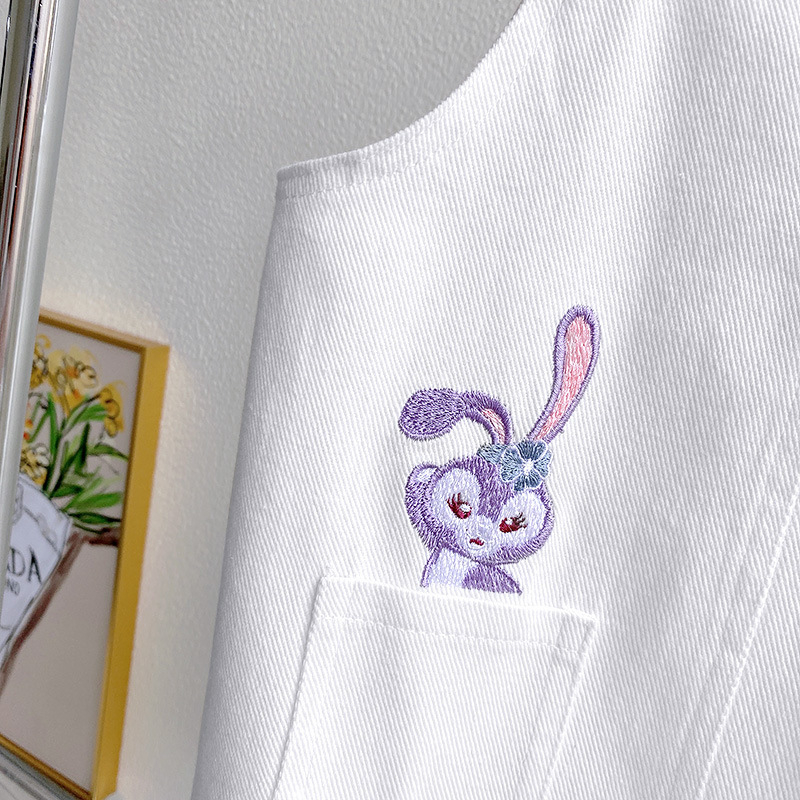 Set fustă cu suspensor pentru fete, stil coreean, două piese, vară, bumbac-poliester, fără mâneci, imprimeu desene animate, vârsta 3–8 ani