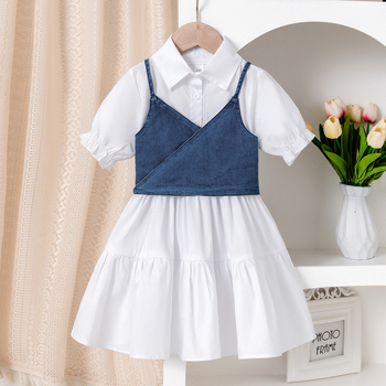 Ženski dvodijelni denim outfit set, školskog stila, pamuk 90–95%, meka obrada, ljeto