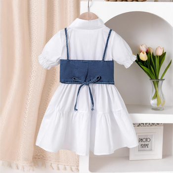 Ženski dvodijelni denim outfit set, školskog stila, pamuk 90–95%, meka obrada, ljeto