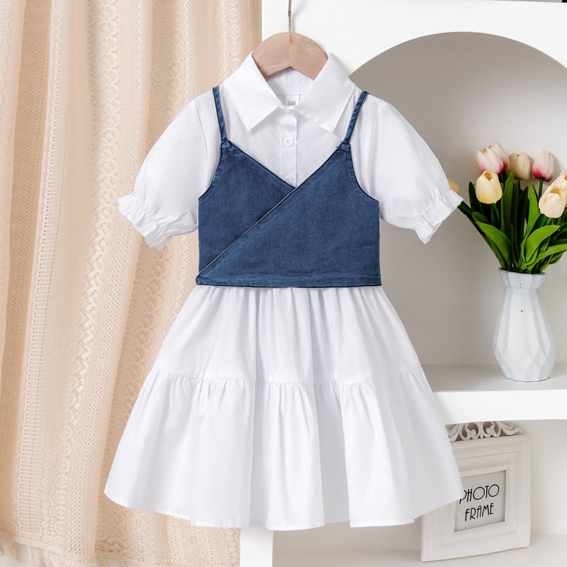 Ženski dvodijelni denim outfit set, školskog stila, pamuk 90–95%, meka obrada, ljeto