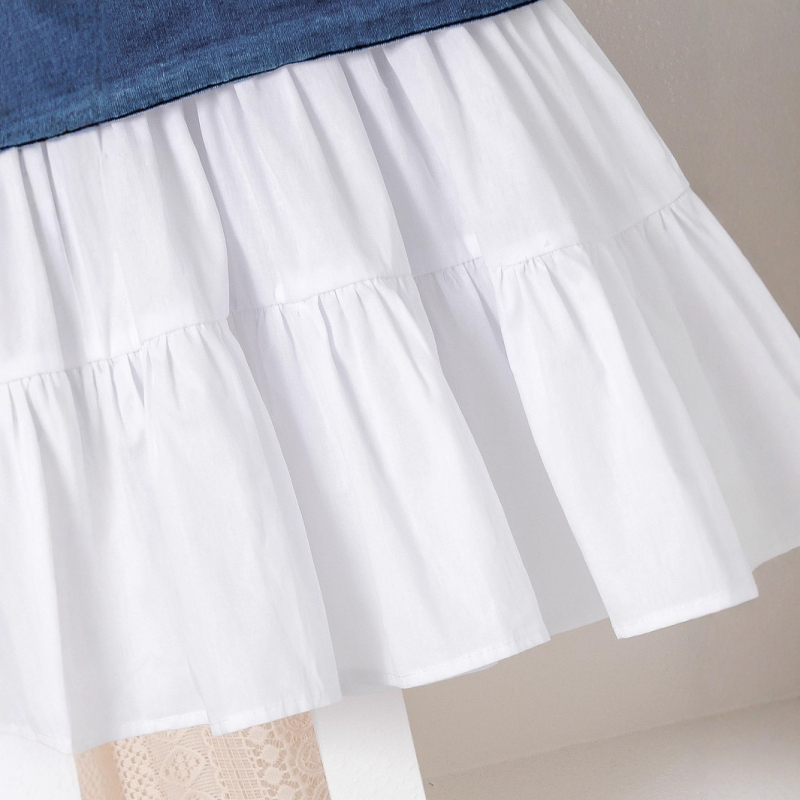 Ženski dvodijelni denim outfit set, školskog stila, pamuk 90–95%, meka obrada, ljeto