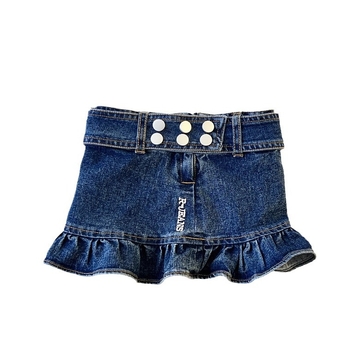 Lányoknak japán stílusú A-vonalú denim szoknya betűmintával, 55% pamut, puha felületkezelés, 3–8 éveseknek, nyár 2024