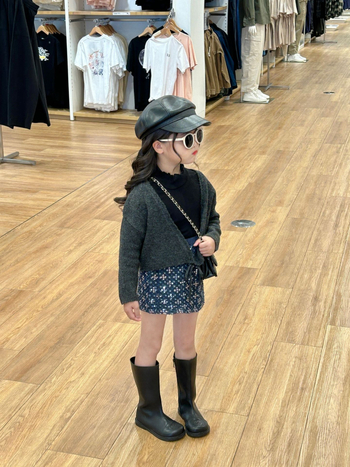 Dječja traper suknja sa šljokicama, K-stil, kaubojski kroj, 80% pamuk, podstava 100% poliester, uzrast 3–8 godina, jesen 2024