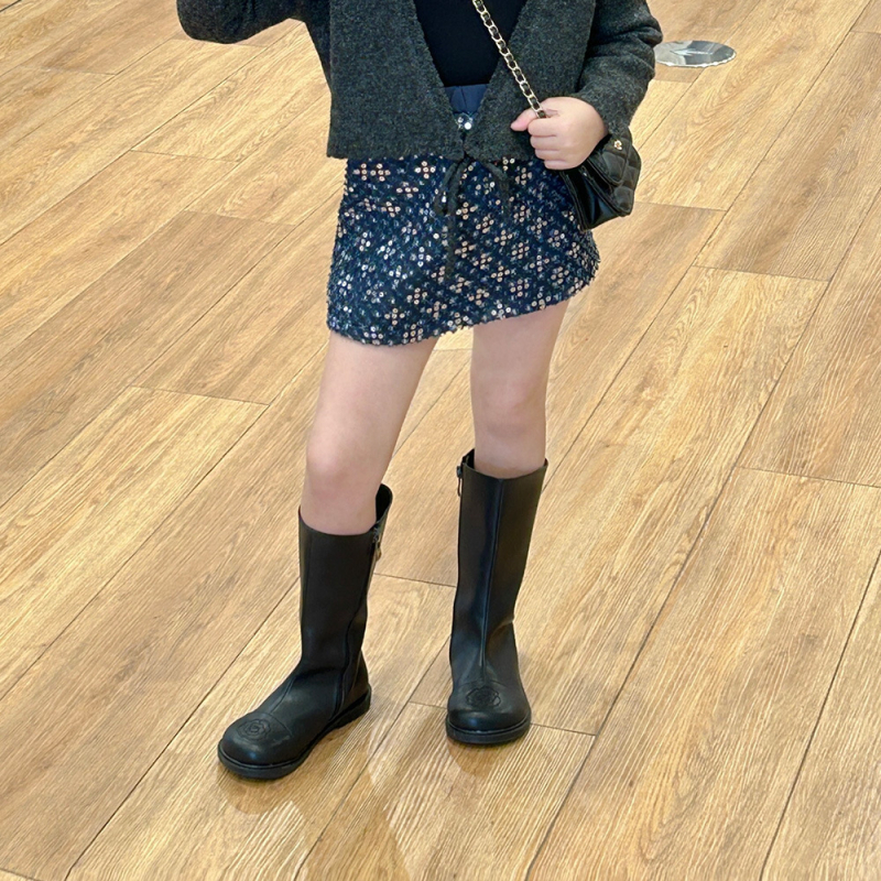 Dječja traper suknja sa šljokicama, K-stil, kaubojski kroj, 80% pamuk, podstava 100% poliester, uzrast 3–8 godina, jesen 2024