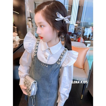 Lemon Deer Gyémánt-Denim Két Rész Gyerekek Szoknyás Kostüm, Édes Stílus, Regenerált cellulóz Szál