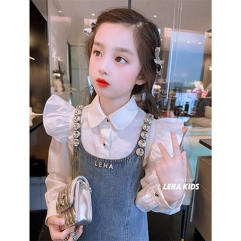 Lemon Deer Gyémánt-Denim Két Rész Gyerekek Szoknyás Kostüm, Édes Stílus, Regenerált cellulóz Szál