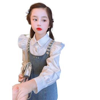 Lemon Deer Gyémánt-Denim Két Rész Gyerekek Szoknyás Kostüm, Édes Stílus, Regenerált cellulóz Szál