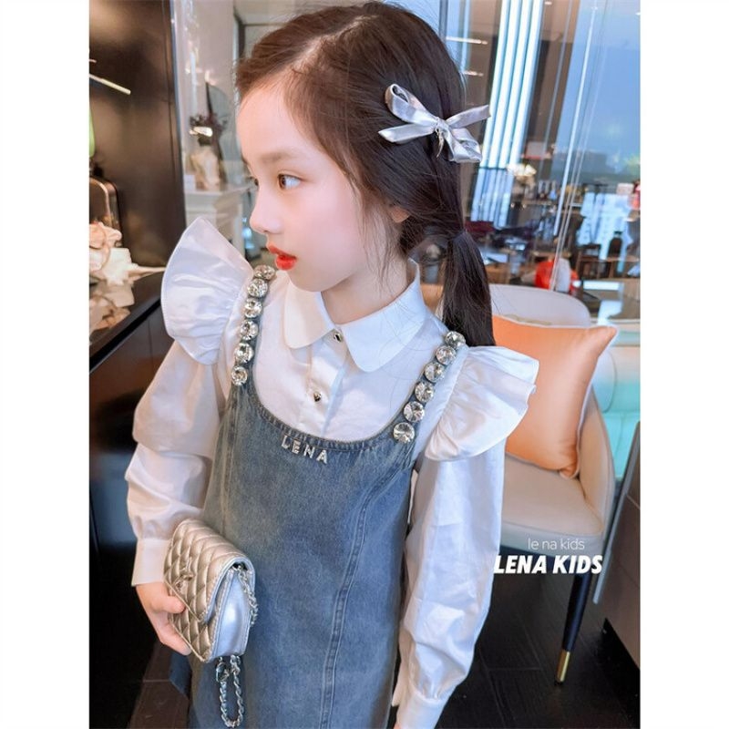 Lemon Deer Gyémánt-Denim Két Rész Gyerekek Szoknyás Kostüm, Édes Stílus, Regenerált cellulóz Szál