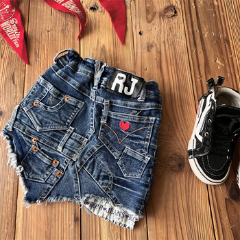 Fustă pentru copii în stil japonez, din denim, 75% bumbac, pentru fete între 3 și 8 ani.