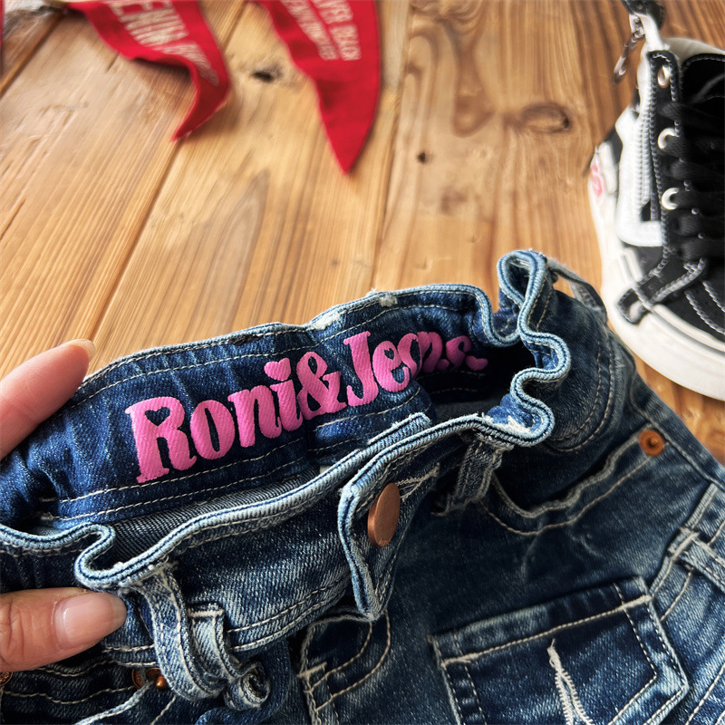 Fustă pentru copii în stil japonez, din denim, 75% bumbac, pentru fete între 3 și 8 ani.