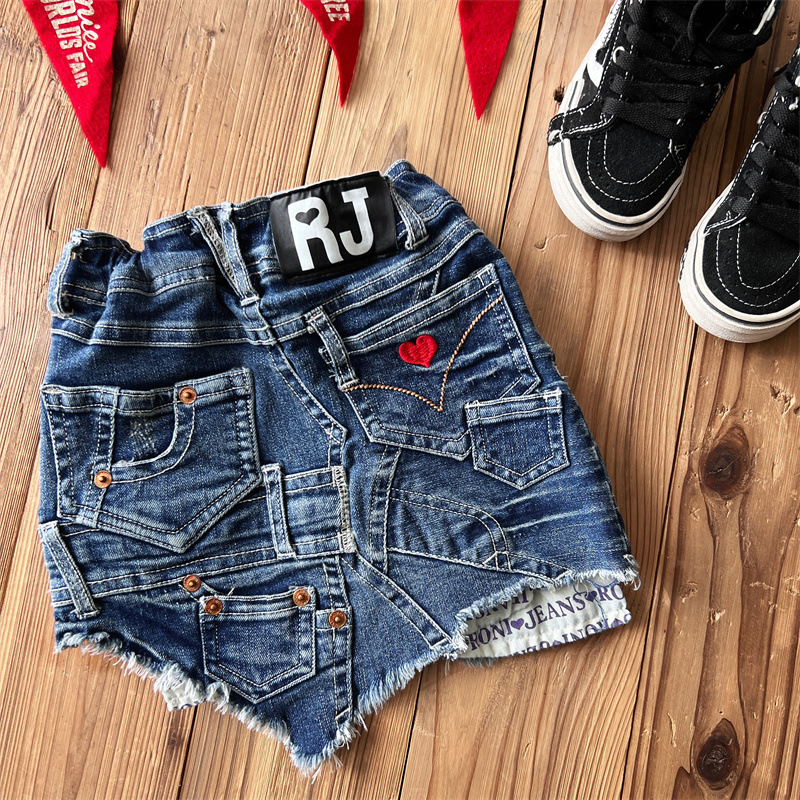 Fustă pentru copii în stil japonez, din denim, 75% bumbac, pentru fete între 3 și 8 ani.