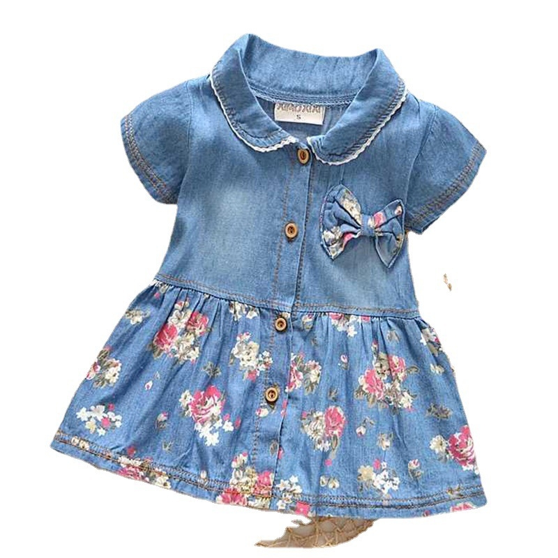 Gyerekeknek szóló farmruha, koreai stílus, A-vonalú szabás, 90% pamut, Nyár 2023