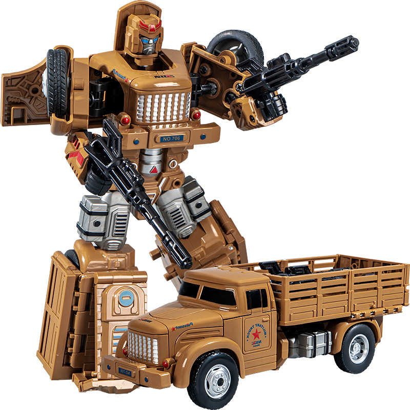 DIY robota automobiļa transformējošais modelis – plastmasas auto modelis ar inerces vadību, simulēts militārais transports