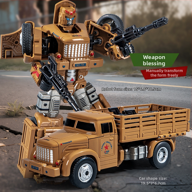 DIY robota automobiļa transformējošais modelis – plastmasas auto modelis ar inerces vadību, simulēts militārais transports