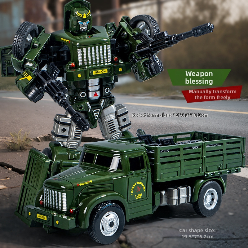 DIY robota automobiļa transformējošais modelis – plastmasas auto modelis ar inerces vadību, simulēts militārais transports