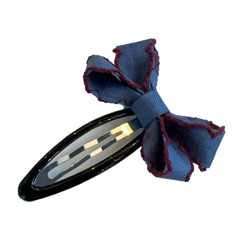 2 darab denim hajcsat BB-klipszhez, kézzel készített, poliészter és cinkötvözet alapanyagokkal