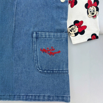 Dječji dvodijelni set: džins suknja s naramenicama za djevojčice, dugi rukavi, 90% poliester