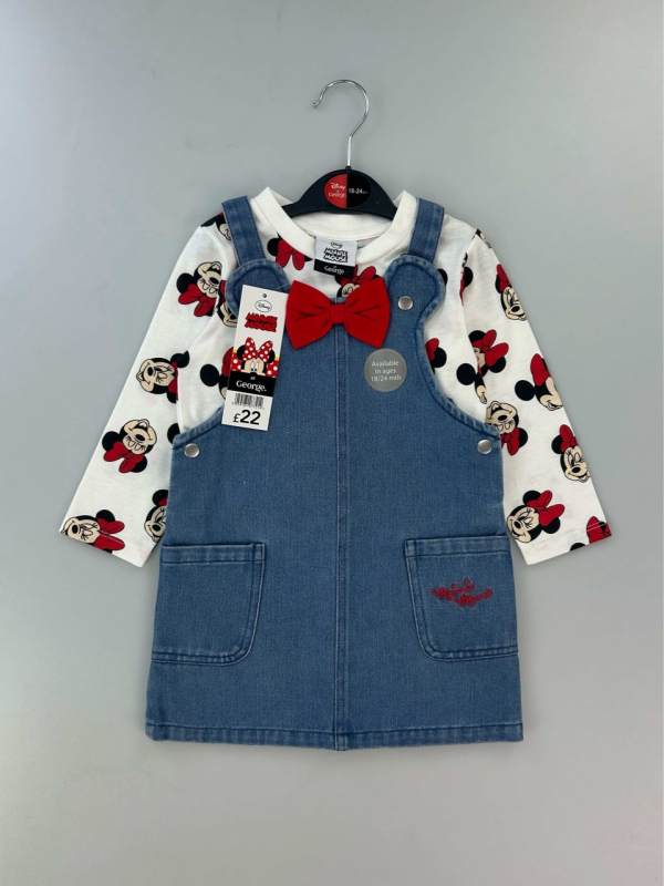 Dječji dvodijelni set: džins suknja s naramenicama za djevojčice, dugi rukavi, 90% poliester