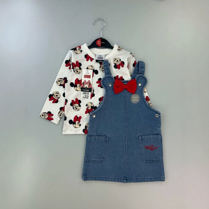 Dječji dvodijelni set: džins suknja s naramenicama za djevojčice, dugi rukavi, 90% poliester