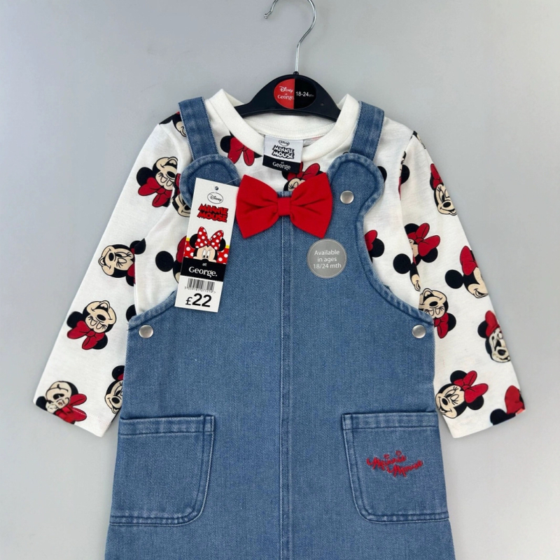 Dječji dvodijelni set: džins suknja s naramenicama za djevojčice, dugi rukavi, 90% poliester