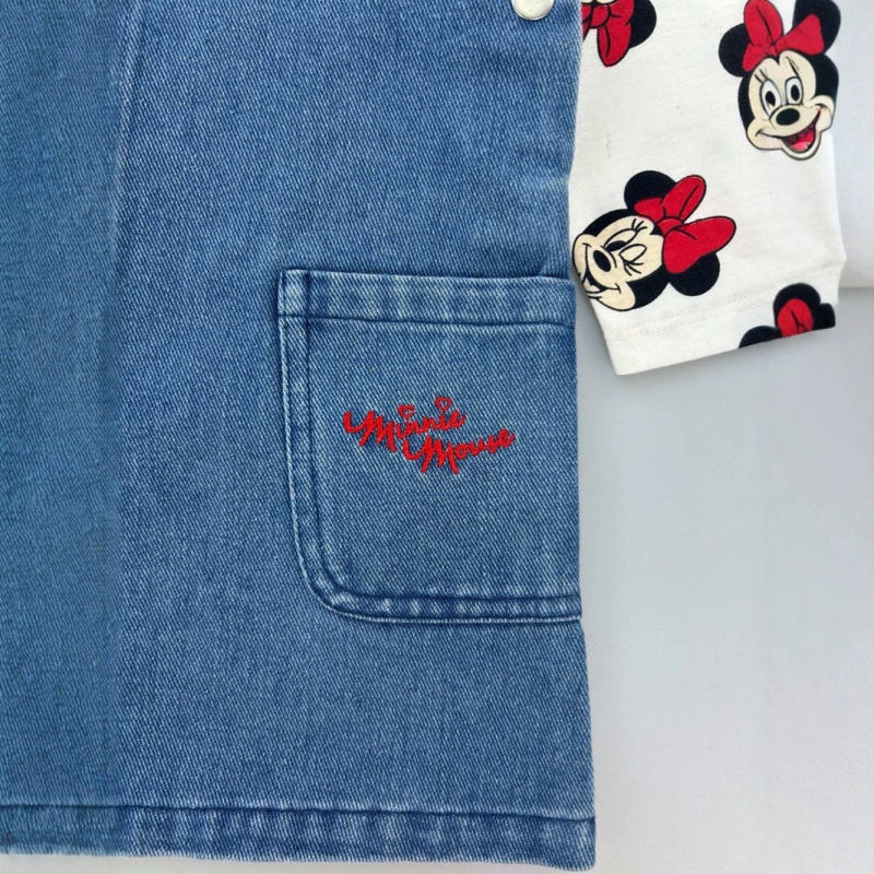 Dječji dvodijelni set: džins suknja s naramenicama za djevojčice, dugi rukavi, 90% poliester