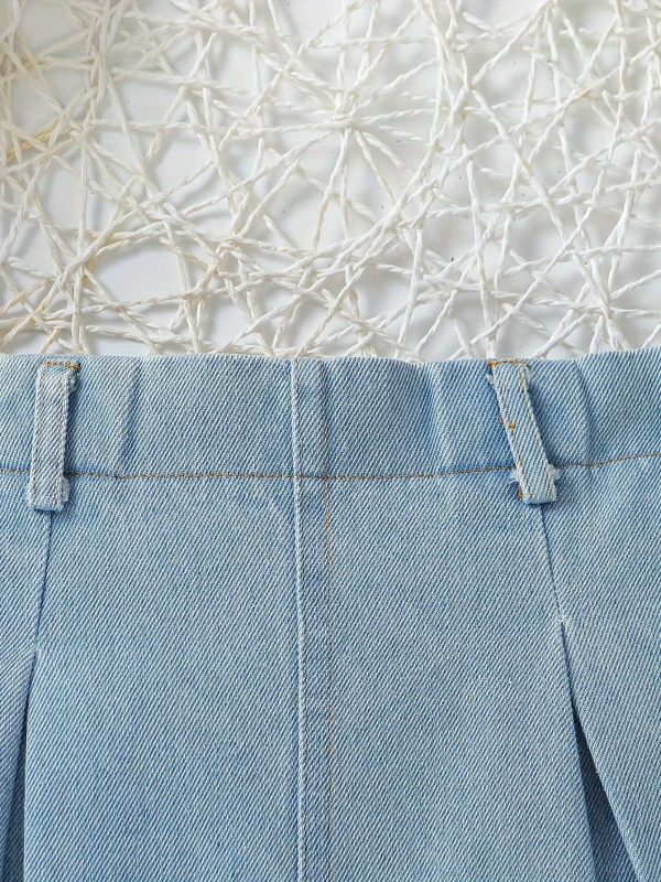 Dječji dvodijelni set: denim suknja i gornji dio, bez rukava, zatvaranje preko glave, 100% pamuk, ljeto 2024