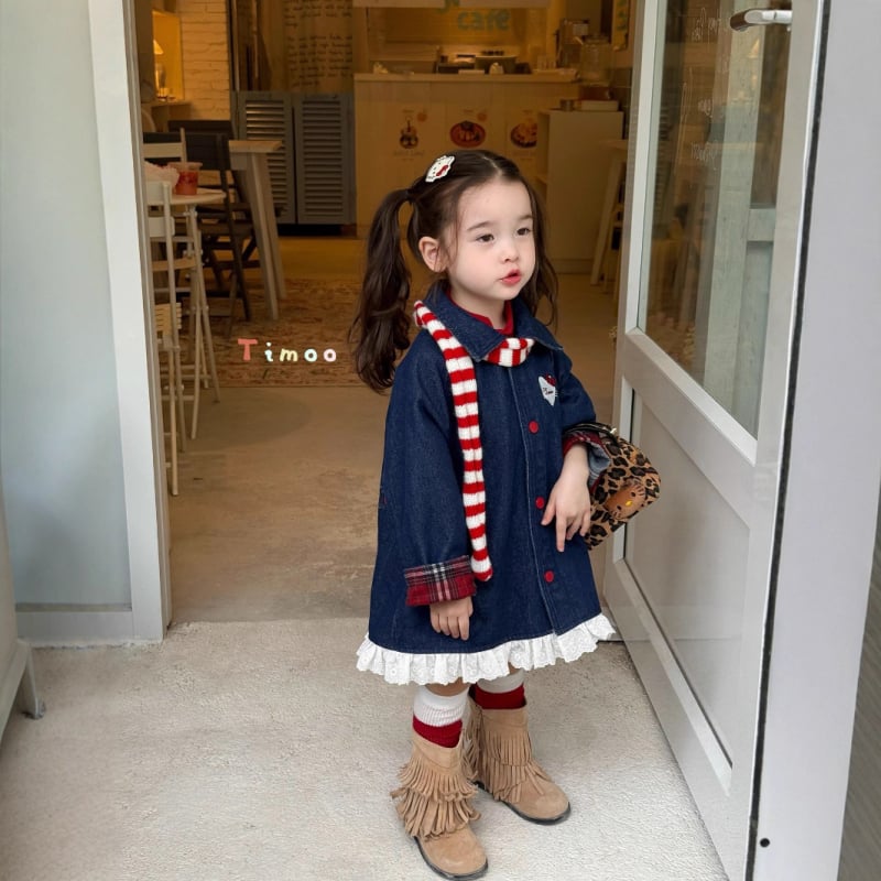 Дънкова пола и ветровка за момичета – корейски стил, есен 2025, памук 81–90%, едноцветен модел, за деца 3–8 години