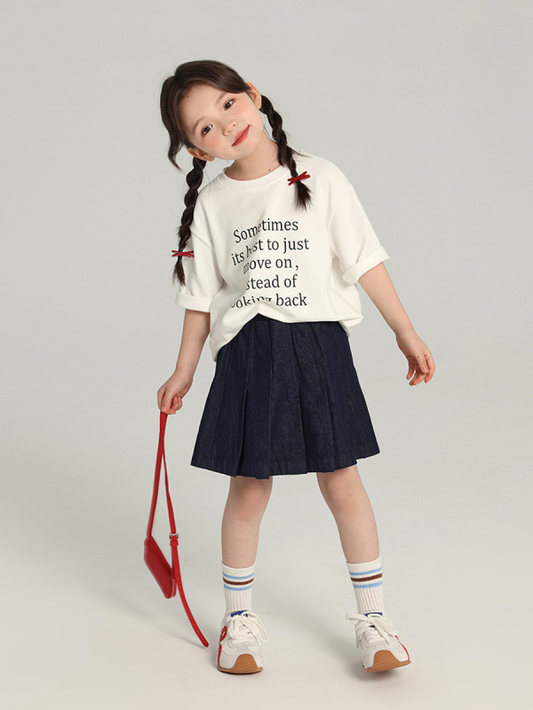 Gyerekeknek pamut pliszált szoknya – 83% pamut, pamut bélés, puha kezeléssel, Nyár 2025