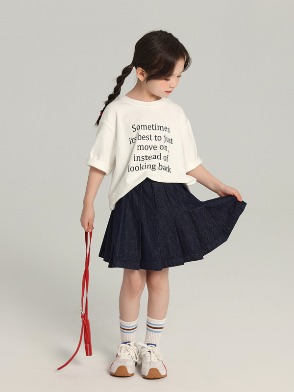 Gyerekeknek pamut pliszált szoknya – 83% pamut, pamut bélés, puha kezeléssel, Nyár 2025