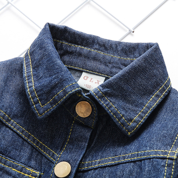 Djevojačka denim haljina u korejskom stilu s dugim rukavima, 90% pamuka, za djecu iznad 8 godina (iznad 140 cm), proljeće i jesen, enzimsko pranje