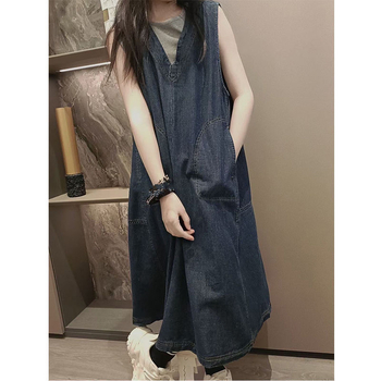 Dječja džins suknja s naramenicama, dugi kroj, pamuk 67%, podstava 51–70%, za djecu od 8 godina