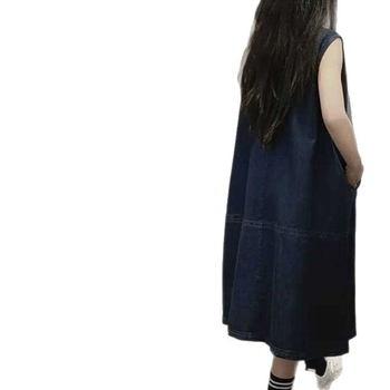 Dječja džins suknja s naramenicama, dugi kroj, pamuk 67%, podstava 51–70%, za djecu od 8 godina