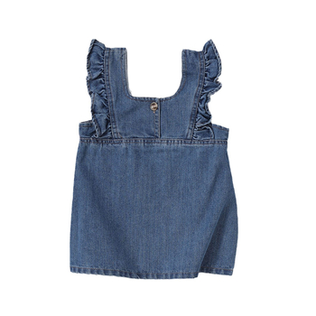 Dječja haljina s trakama u korejskom stilu, corduroy/denim tkanina, 95% pamuk, podstava 100% pamuk, uzrast 3–8 godina (100–140 cm), jesen/zima