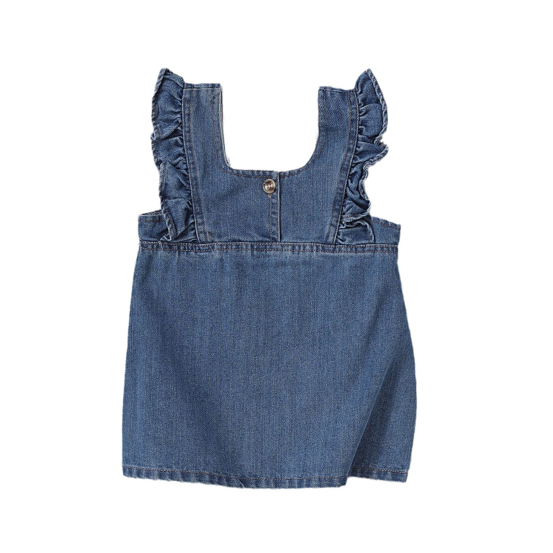 Dječja haljina s trakama u korejskom stilu, corduroy/denim tkanina, 95% pamuk, podstava 100% pamuk, uzrast 3–8 godina (100–140 cm), jesen/zima