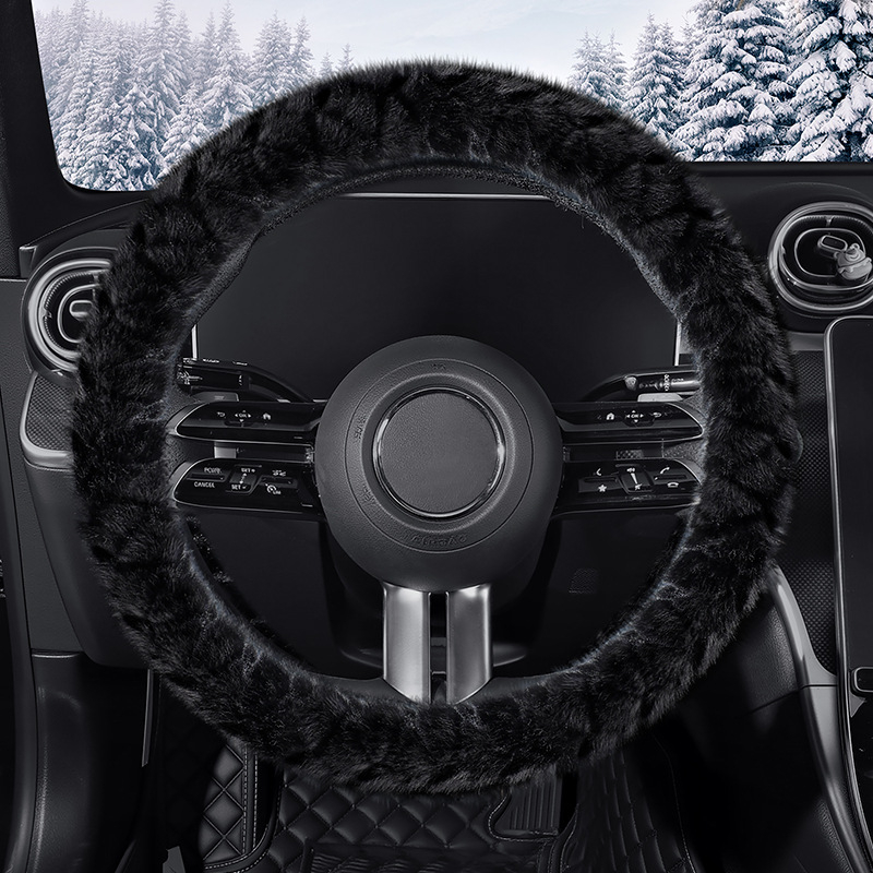Κάλυμμα τιμονιού από συνθετικό βελούδο με γούνα μίνκ, quilted ανάγλυφο σχέδιο, επιχειρηματικό στυλ, χειμώνας, καθολική εφαρμογή, Gu siyi