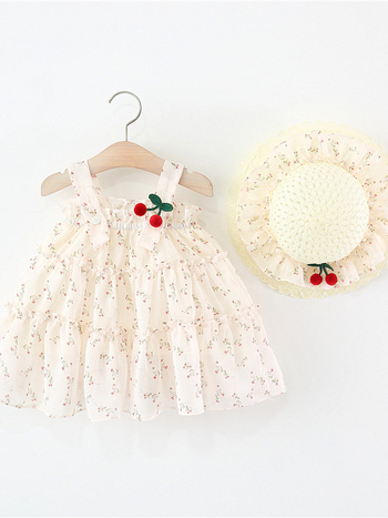 Koreai stílusú hercegnő ruha gyerekeknek, 95% pamut, egyszerű minta, 1-3 éveseknek