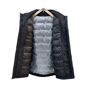 Ανδρικό μπουφάν με γέμισμα από λευκό πάπια πούπουλο, κουκούλα, χαλαρή εφαρμογή, παχύτερη μόνωση, περιεκτικότητα πούπουλου 51–55%