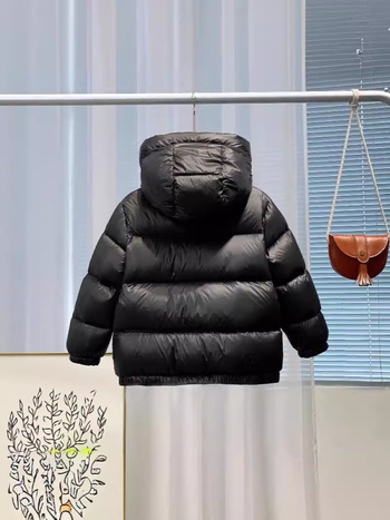 Bērnu ziemas jaka ar pīļu pūdu pildījumu, īss griezums, fiksēta kapuce, garas piedurknes, vecums 3–8 gadi