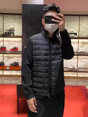 Geacă de puf patchwork tricotată din lână, umplutură din puf de rață alb, croială Slim, guler înalt cu fermoar, căldură pentru toate anotimpurile