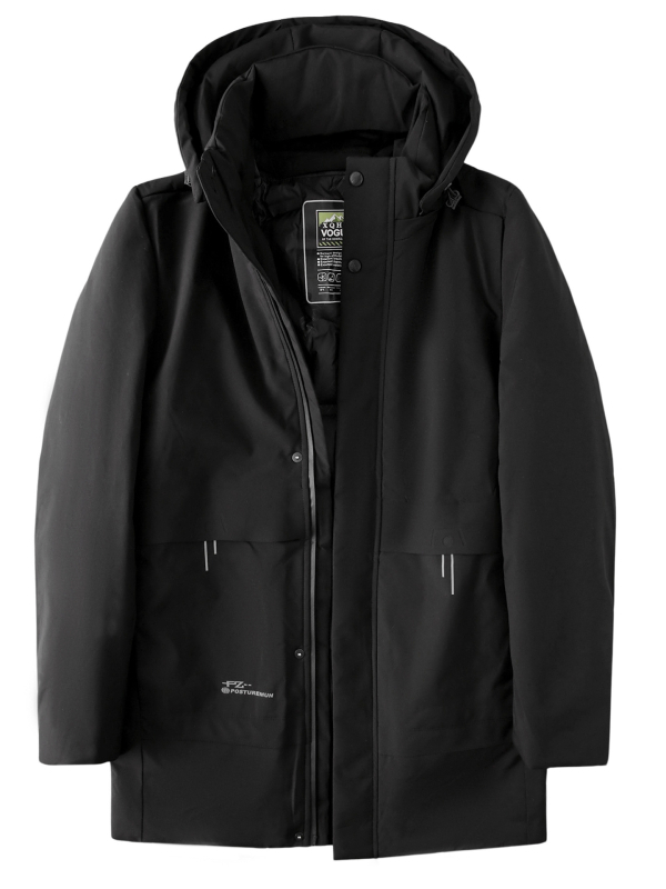 Μπουφάν με αποσπώμενο εσωτερικό επένδυση, γέμισμα από πάπιες πούπουλα 90%, μεσαίου μήκους, ανθεκτικό στον άνεμο και στο κρύο (-20 έως -5 °C)