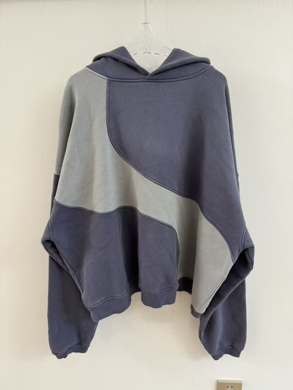 Unisex βαμβακερό φούτερ με κουκούλα, φλις επένδυση, 96% βαμβάκι, χαλαρή γραμμή, πάνελ ραφή, φθινοπωρινό 2025