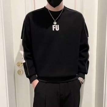 Muški dukserica s kružnim izrezom, fleece, opušten kroj, dugi rukavi, ramie 51–70% tkanina, proljeće–jesen 2024
