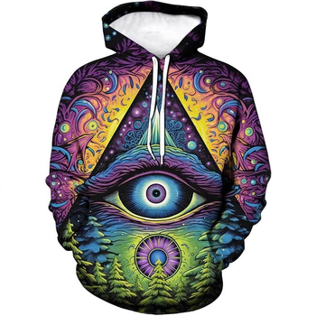 Ανδρικό φούτερ με κουκούλα, χαλαρή γραμμή, στρογγυλός λαιμός, ψηφιακή εκτύπωση, πολυεστέρας 96%+