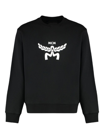 Tricou-sweatshirt pentru bărbați cu guler rotund, imprimare cu logo, croială lejeră, mâneci lungi, din bumbac combed 91–95% (400 g/m²+)