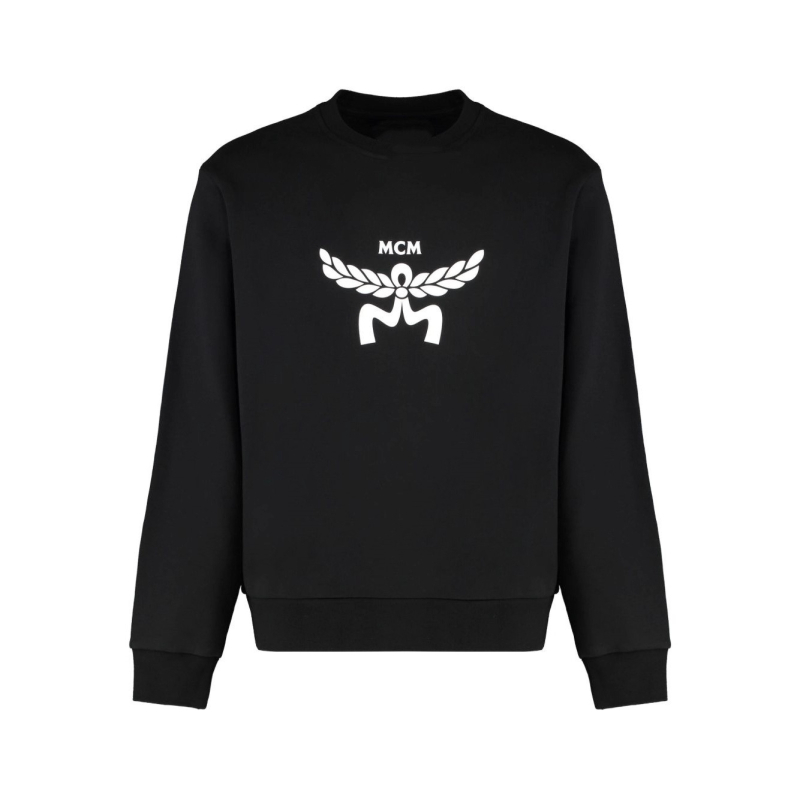 Tricou-sweatshirt pentru bărbați cu guler rotund, imprimare cu logo, croială lejeră, mâneci lungi, din bumbac combed 91–95% (400 g/m²+)