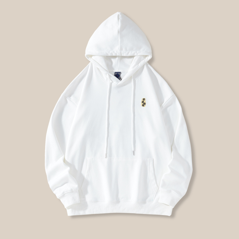 Hanorac tricotat cu broderie koi, bumbac 96%+, tricot gros, guler rotund, mâneci lungi