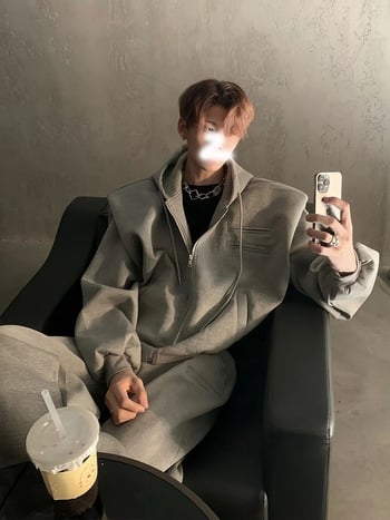 Cardigan cu glugă, fermoar, croială lejeră, 100% poliester