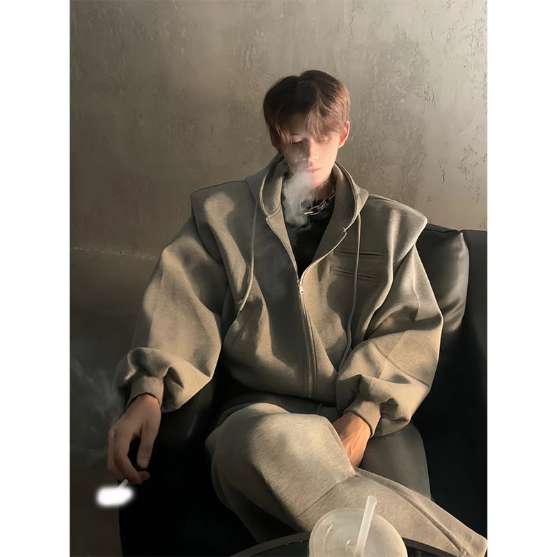 Cardigan cu glugă, fermoar, croială lejeră, 100% poliester